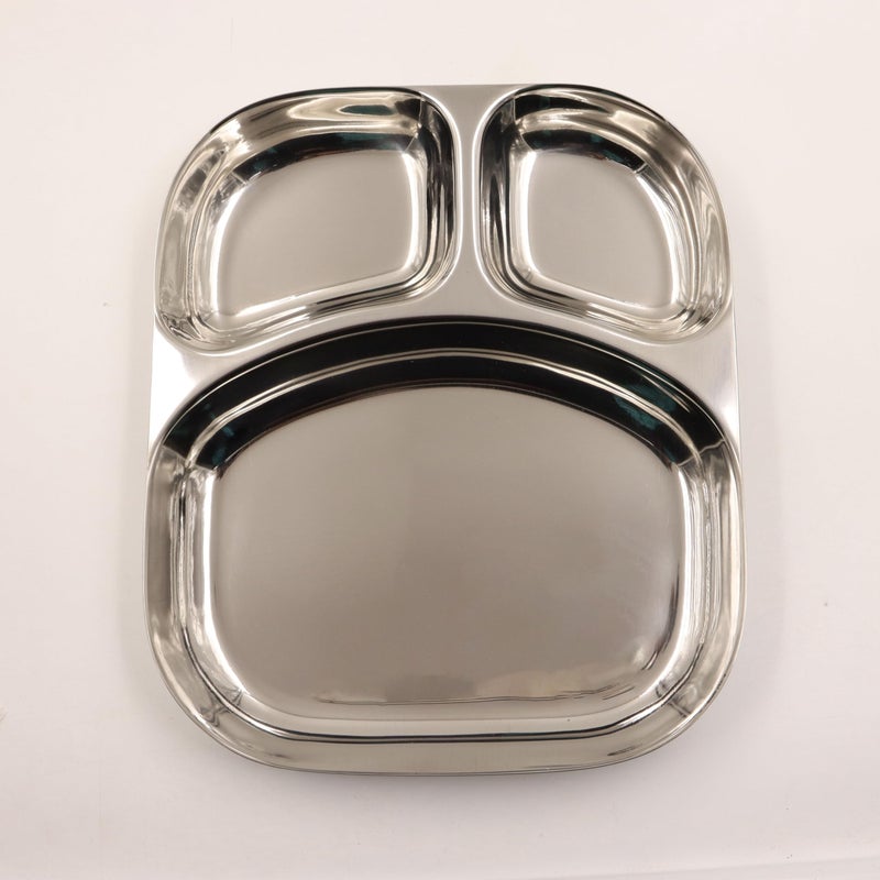 Spillbox Stainless SteelTiffin Plate|Breakfast Plate|Lunch&Dinner Plate|Bhojan Thali|Compartment|Sectioned Plate|Pav Bhaji|Idly Sambar|Snack Platel:25cm W:525g :-Micky Tiffen Plates (Large-6) - Image 3