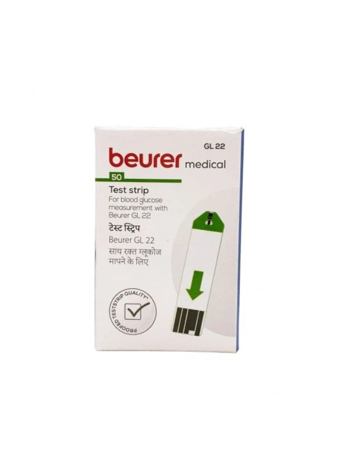 Beurer Glucometer Test Strips - 50 Strips (1x50 Pack) – Only Compatible with Beurer GL-22 Meter - Image 1