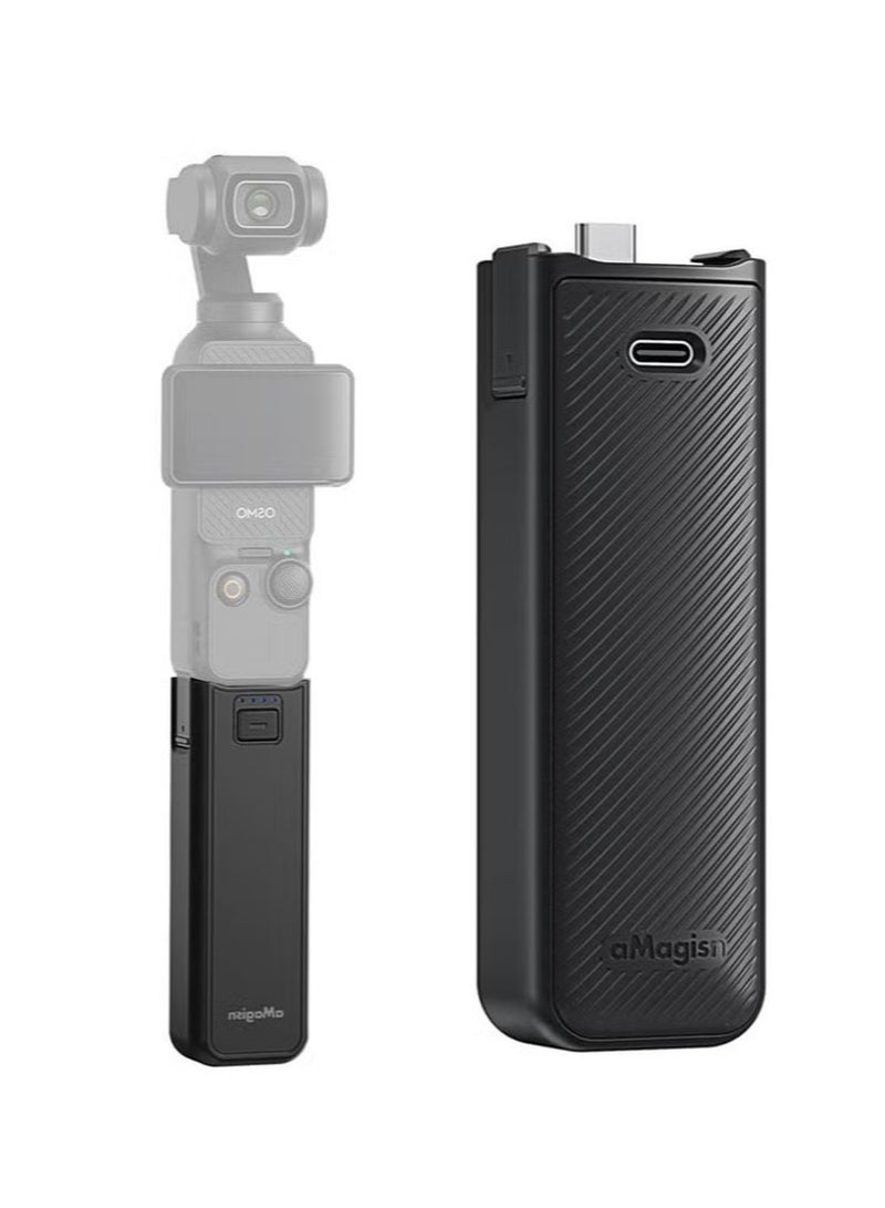 aMagisn متوافق مع مقبض بطارية كاميرا الحركة DJI Osmo Pocket 3، بنك طاقة عالي السعة 4500 مللي أمبير، ملحق أساسي لكاميرات الحركة، يتميز بواجهة ملولبة 1/4 بوصة للتوصيل بحوامل ثلاثية القوائم وعصي السيلفي. - Image 1