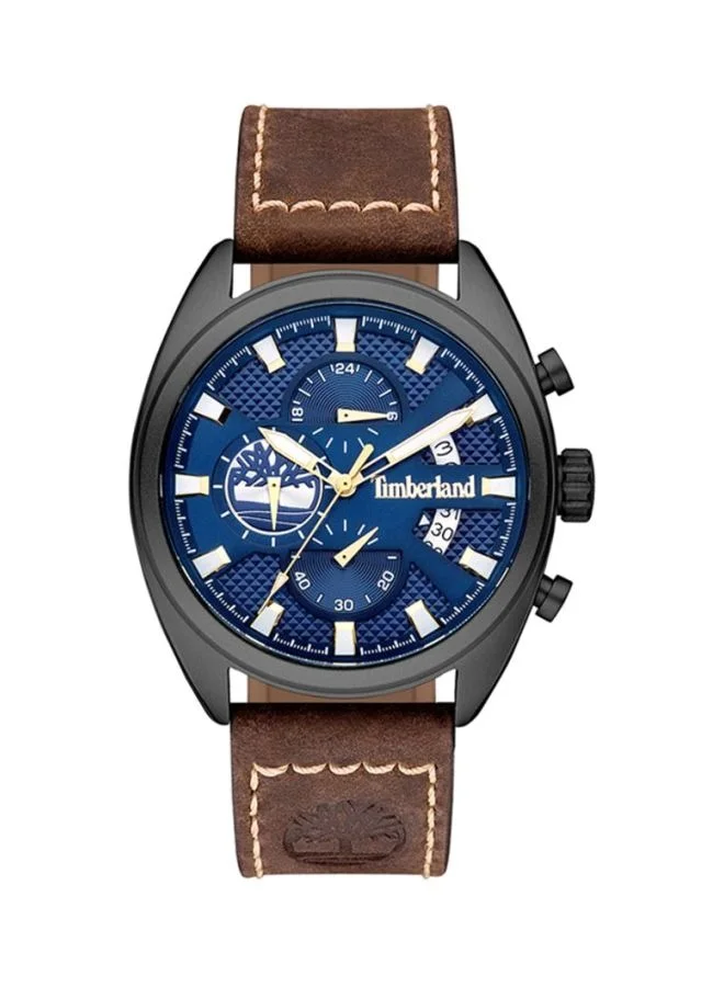 Seabrook Blue Dial Brown Leather Strap Chronograph Analog Watch for Men 45mm