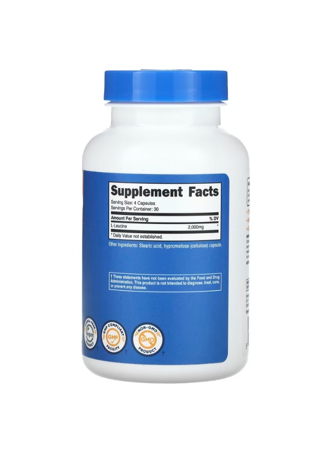 Nutricost, ل-ليوسين، 120 كبسولة (500 مجم لكل كبسولة) - Image 2
