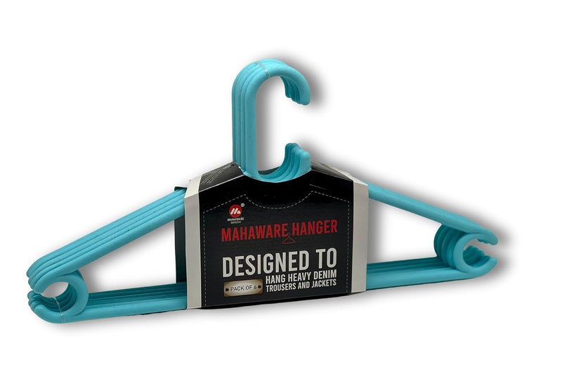 Mahaware Polypropylene Cloth Hanger, Pack of 6 - Heavy Duty Plastic Hanger for Wardrobe, Space Saving Clothes Hanger, Anti-Slip Hanger Cloth Plastic for Closet Organization (Mint Granite Green) - Image 1
