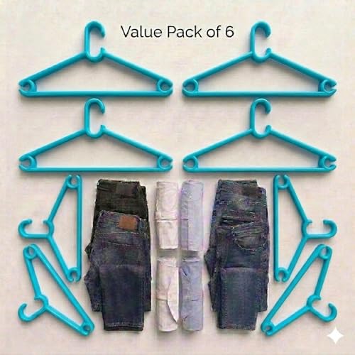 Mahaware Polypropylene Cloth Hanger, Pack of 6 - Heavy Duty Plastic Hanger for Wardrobe, Space Saving Clothes Hanger, Anti-Slip Hanger Cloth Plastic for Closet Organization (Mint Granite Green) - Image 4