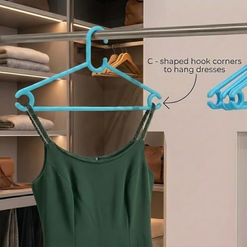 Mahaware Polypropylene Cloth Hanger, Pack of 6 - Heavy Duty Plastic Hanger for Wardrobe, Space Saving Clothes Hanger, Anti-Slip Hanger Cloth Plastic for Closet Organization (Mint Granite Green) - Image 5