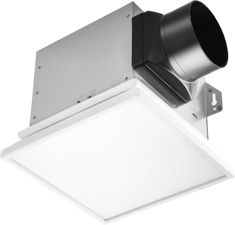 Tech Drive Bathroom Exhaust Fan with Light, 80 CFM, Super Quiet 1.5 Sone Bathroom Fan with Light, 1000lm Dimmable 3CCT LED Light 3000K/4000K/5000K Selectable, Energy Star Ventilation Fan, White - Image 1