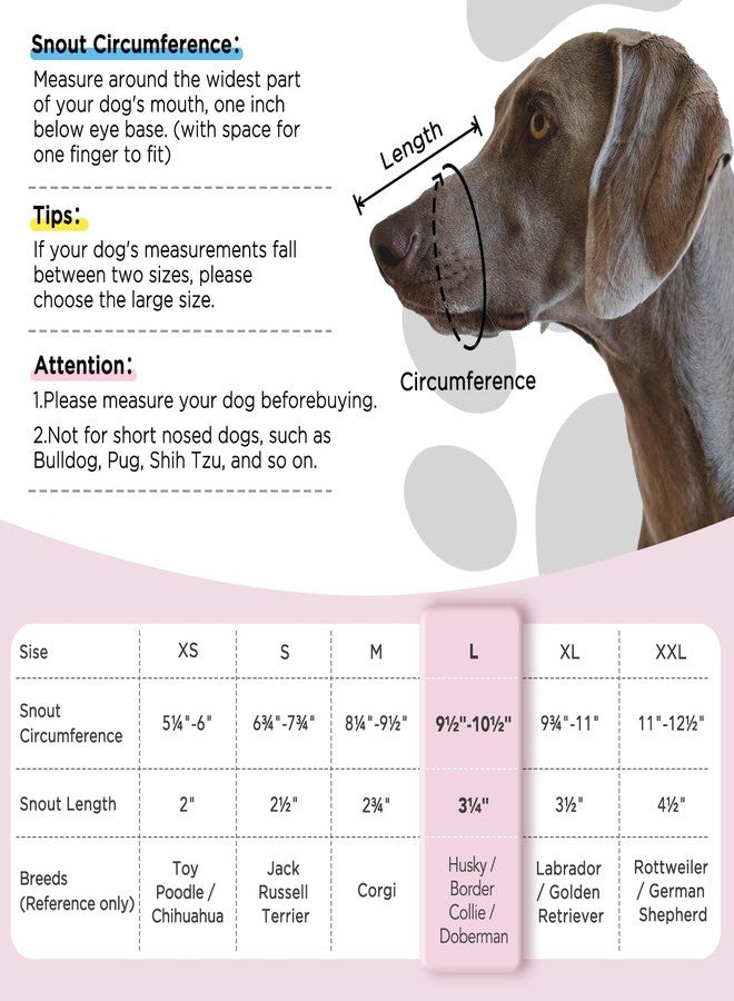 BONTHEE Dog Muzzle,Mesh Soft Muzzle for Small Medium Large Sized Dogs, Breathable Reflective Adjustable Puppy Muzzles with Collar for Scavenging Grooming Biting Chewing,Allows Panting and Drinking(Pink L) - Image 3