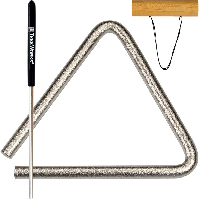 TreeWorks Chimes 5 Triangle Percussion Musical Instrument MADE IN USA with BeaterStriker and Holder Professional StudioGrade