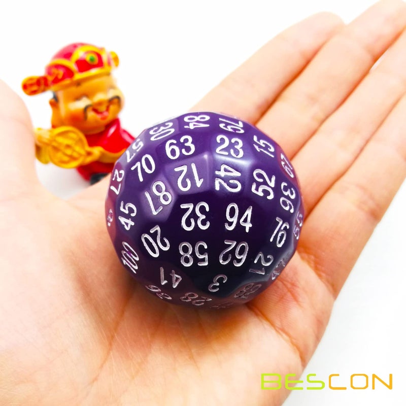 BESCON DICE Polyhedral 100 Sides , D100 die, 100 Sided Cube, D100 Game , 100-Sided Cube of Solid Purple Colour - Image 2
