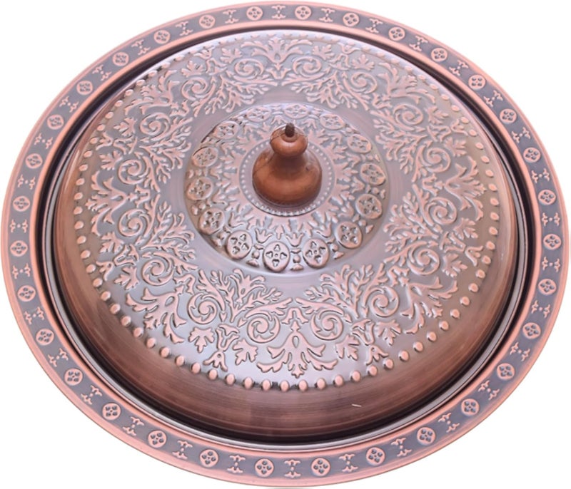 Copper Round Serving Plate with Copper Lid