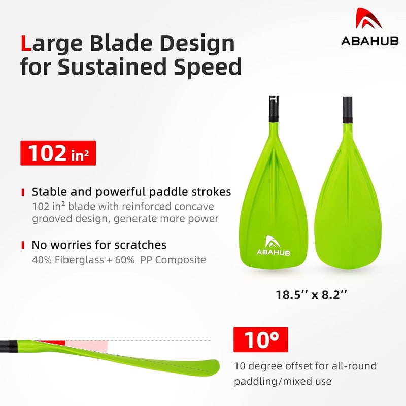 Abahub 1 × 3 قسم مجداف SUP من ألياف الكربون، قابل للتعديل 67''-86'' مجداف واقف خفيف الوزن عمود كربوني، أسود/أزرق/أصفر/أخضر/برتقالي/أحمر شفرة بلاستيكية + حقيبة مجداف - Image 2