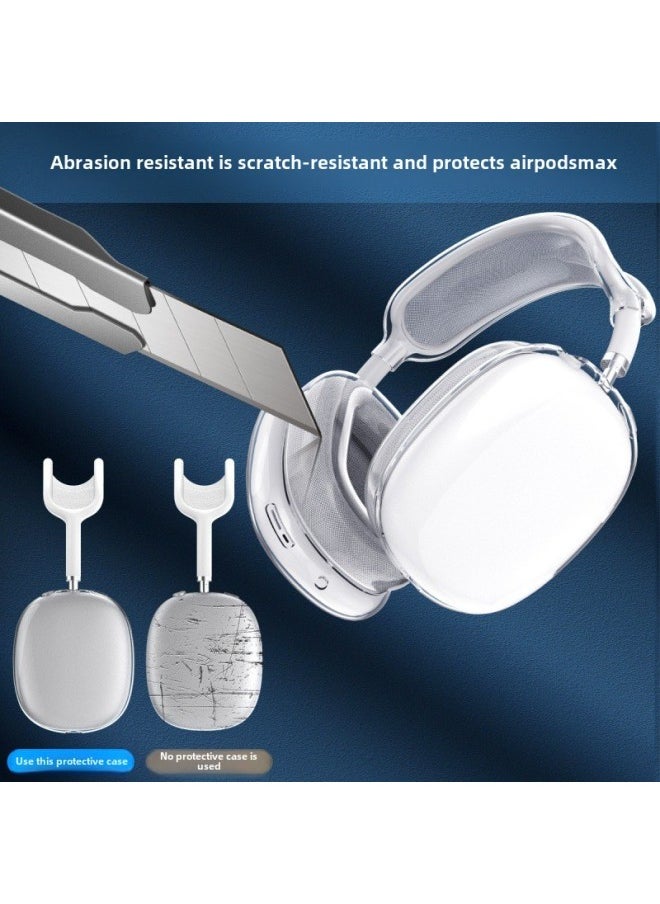 Generic - Suitable For Airpodsmax Apple Bluetooth Headset Max Earmuffs Decorative Transparent Headphone Protective Set Three-piece Set-Color:Transparent Blue (headband Protective Cover + Ear Cap Cover + Earph - Image 1