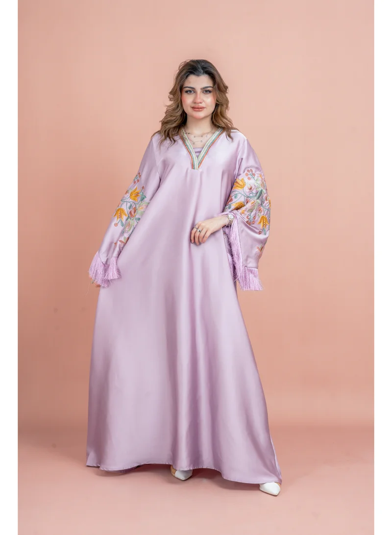 IKKXA Shimmer Detail Sleeves Embroidered Jalabiya