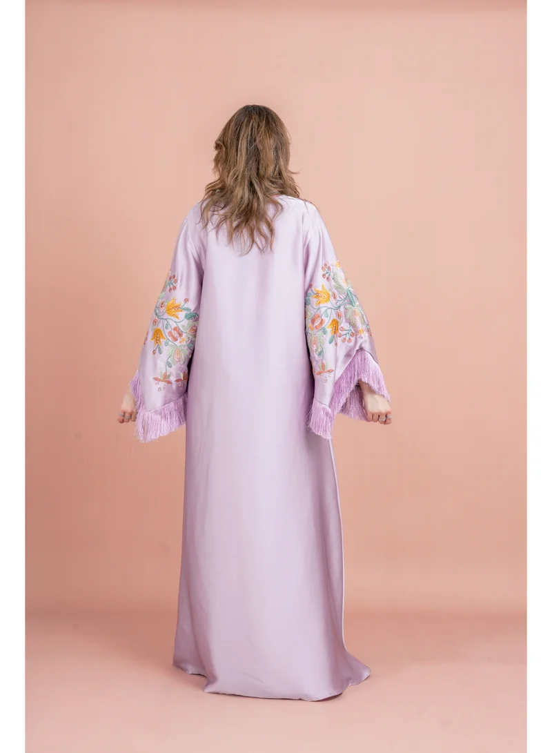 IKKXA Shimmer Detail Sleeves Embroidered Jalabiya
