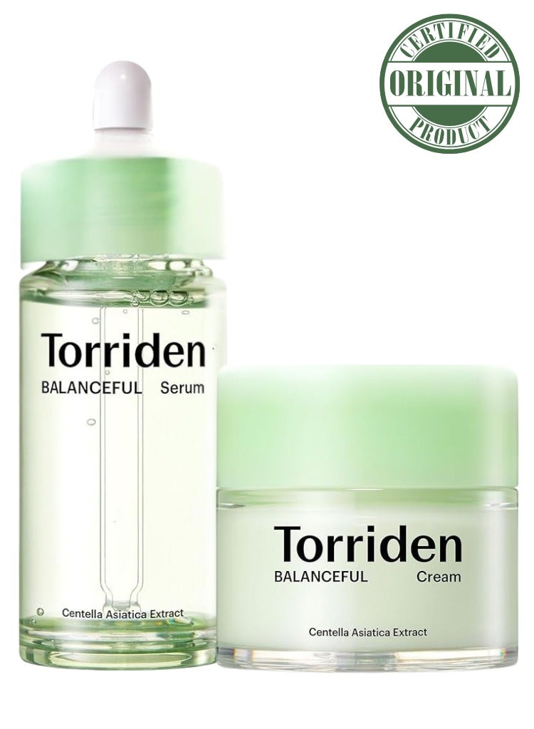 Torriden Soothing & Redness Relief – Torriden BALANCEFUL Cica Serum + Balanceful Cream Set for Calming Irritated, Sensitive Skin - Image 1