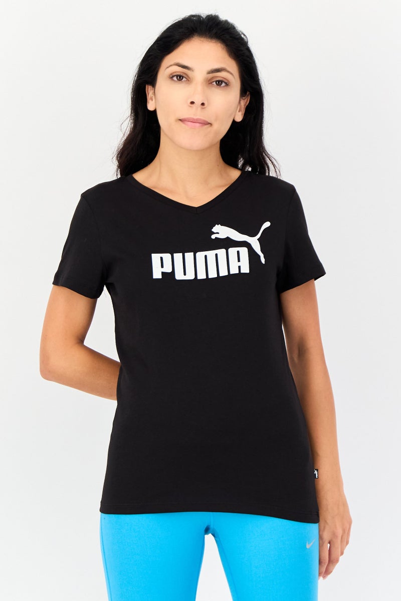 PUMA تي شيرت نسائي بقصة عادية بأكمام قصيرة للخارج، أسود - Image 1