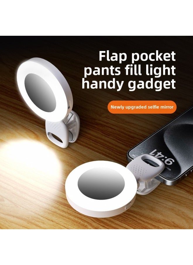 Generic Fill Light With Mirror Mini Portable Live Beauty Pocket Light Outdoor Mobile Phone Self-timer Fill Light Artifact-Specifications:D5 Fill Light-white  - Image 2