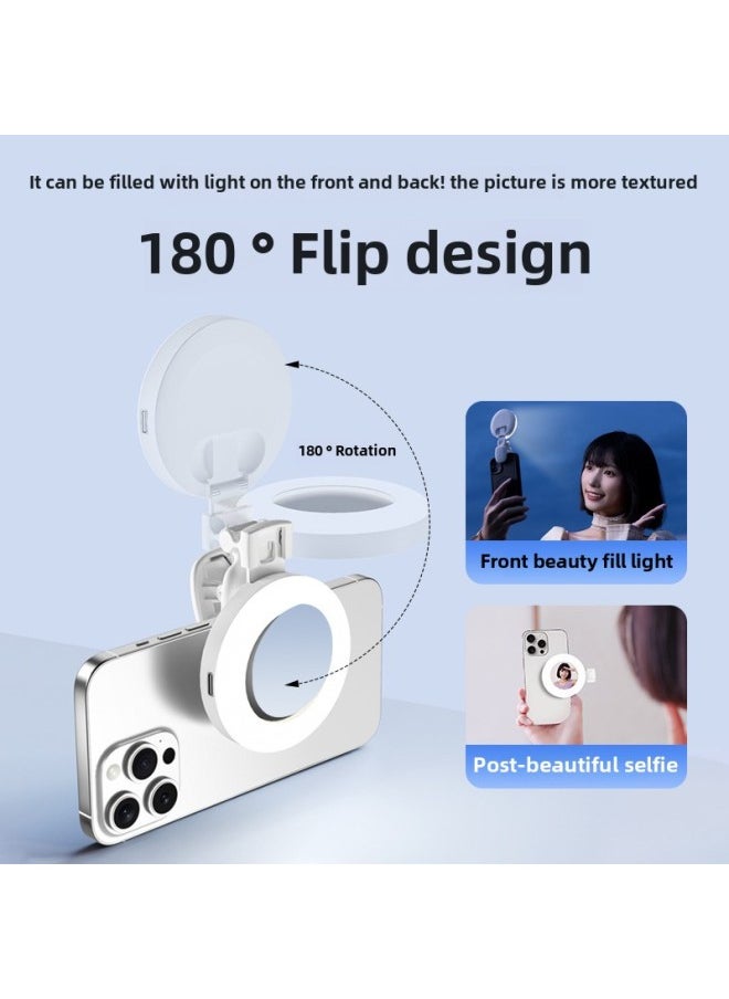 Generic Fill Light With Mirror Mini Portable Live Beauty Pocket Light Outdoor Mobile Phone Self-timer Fill Light Artifact-Specifications:D5 Fill Light-white  - Image 4