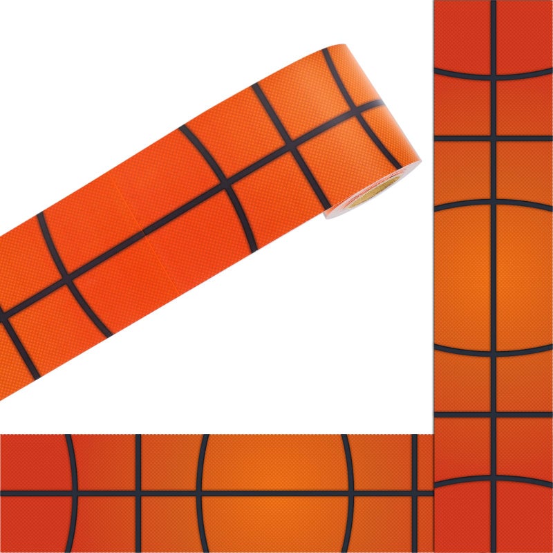 Whaline 328ft Basketball Bulletin Board Borders 3D Orange Basketball DieCut Board Trim for Sport Party School Classroom Office Chalkboard Decoration