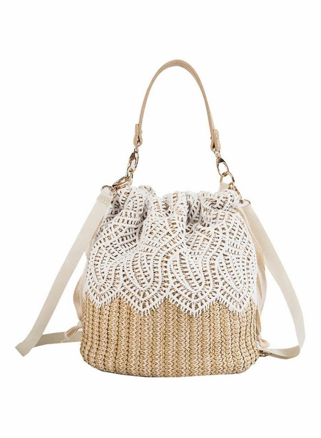 Women Shoulder Bag Handbag Fashion Hand Woven Bucket Straw Bag Small Beach Hand Woven  - Image 1