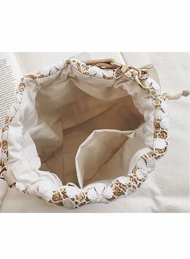 Women Shoulder Bag Handbag Fashion Hand Woven Bucket Straw Bag Small Beach Hand Woven  - Image 3