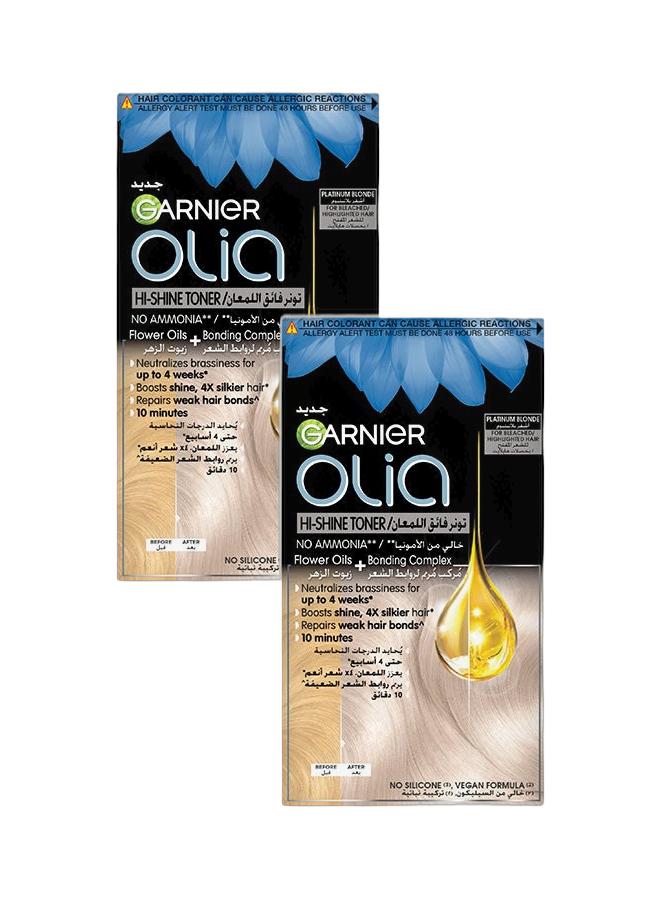 Garnier Olia Hi-Shine Toner No Ammonia for Bleached/ Highlighted Hair, Platinum Blonde, Vegan Bundle - Image 1
