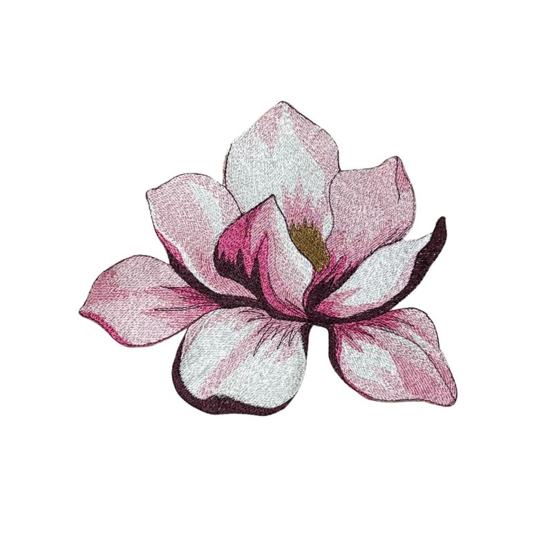 GARAAN Machine Embroidered Applique Patch Sew on Patches DIY Projects Magnolia Flower PinkPack of 3