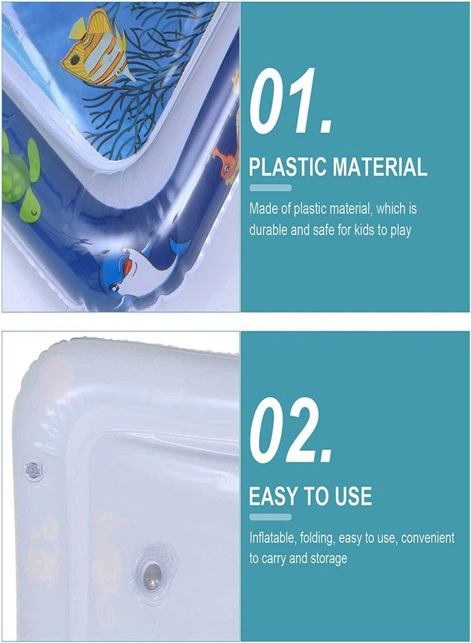 Natchcart Blue Silicone Set of 1 Kids Water Play Mat Toys Inflatable Tummy Time Leakproof Water Play Mat, Fun Activity Play Center Indoor and Outdoor Water Play Mat for Kids - Image 3