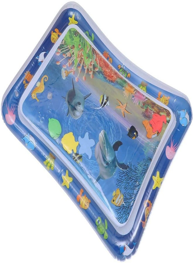 Natchcart Blue Silicone Set of 1 Kids Water Play Mat Toys Inflatable Tummy Time Leakproof Water Play Mat, Fun Activity Play Center Indoor and Outdoor Water Play Mat for Kids - Image 1