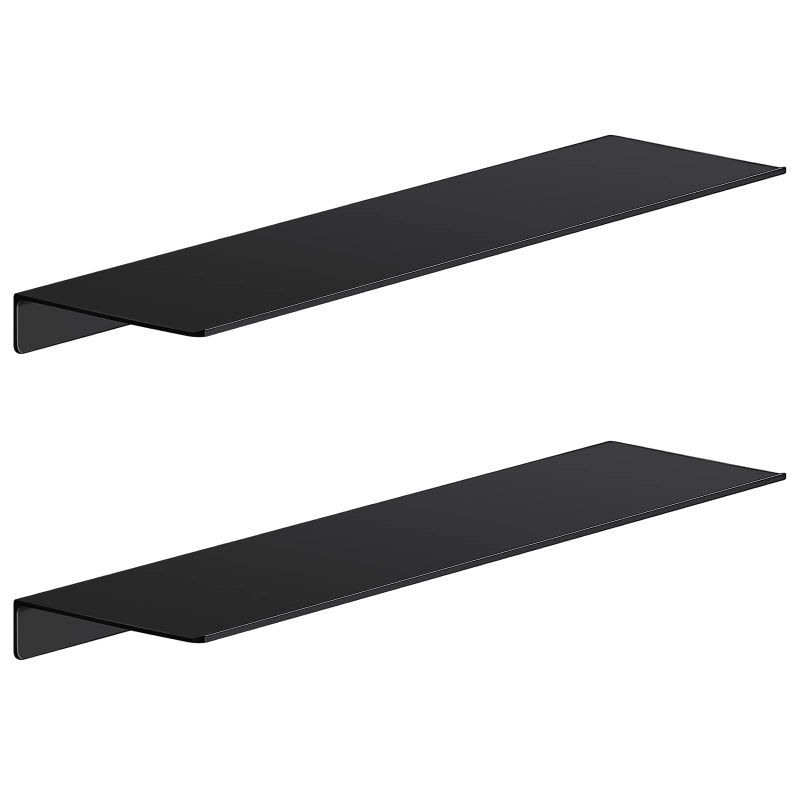 Danpoo Black Floating Shelves for Wall Storage Metal Wall Shelves for Living Room Bathroom Kitchen 20 Long Display Shelves for Collectibles2 PCS