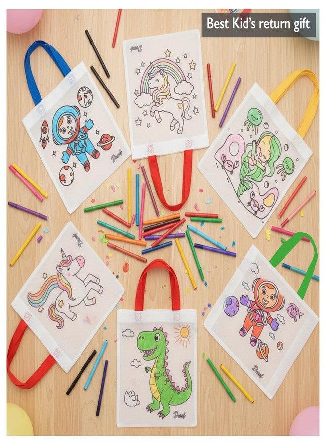 SNAPTRON DIY Return Gifts For Kids Birthday - 6Pcs Return Gift Bags For Kids/ Goody Bags/Goodies Bag Children 4 5 6 7 8 Years Old/ Colouring Bags/Gift bag for kids/ Best Return Gifts for Kids - Image 2