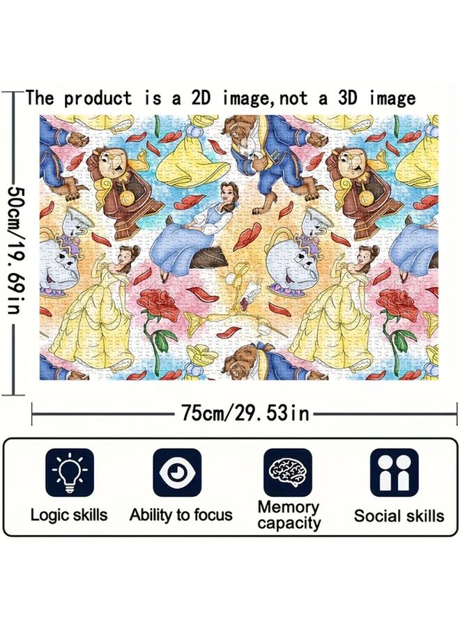 1000PCS Beauty And The Beast Wooden Jigsaw Puzzle Family Game Home Decor Gift - Image 4