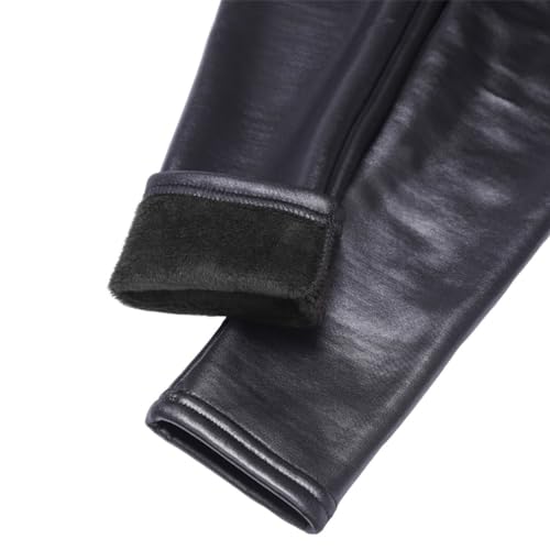 Swtddy Kids Winter Warm Leggings Stretch Girls Faux Leather Fleece Pants Thick Trousers (2-3 Years, Black) - Image 4
