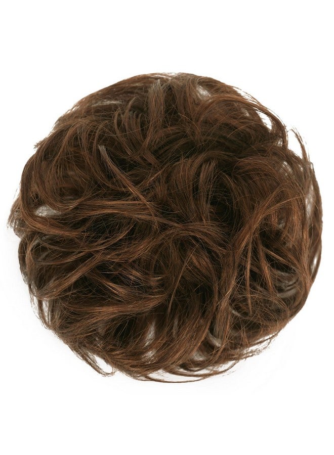 فيشبن كعكة شعر بشرية فوضوية من FESHFEN - كعكة شعر بشري 100%، ربطات شعر حقيقية، وصلات شعر ذيل حصان، تسريحة شعر مموجة ومرفوعة، كعكة شعر للنساء، لون بني فاتح شوكولاتة - Image 2