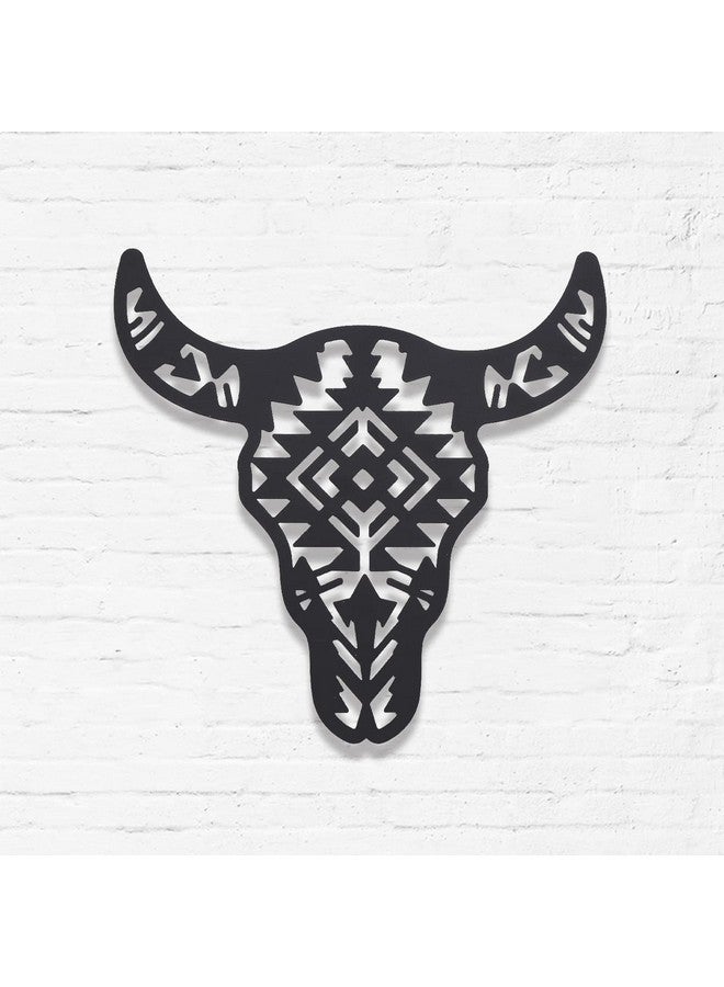 ORIGACH Black Metal Western Cow Skull Art Decor Cool Wall Hanging Western Rustic Metal Bull Head Wall Sculptures Decor For Living Room Bedroom Kitchen Garden Gift Idea 12 Inch - Image 1