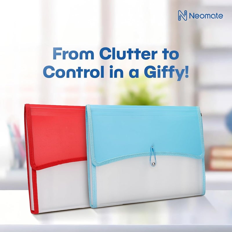 Neomate 13-Pocket Expanding File Organizer | Durable Accordion Folder for Documents, Certificates, and Office Use | Red - Image 5
