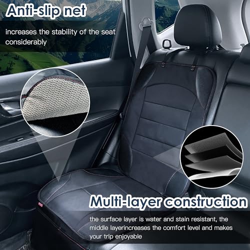 Sinvitron Car Seat Protector for Child Car Seat - Waterproof Non-Slip Leather Mat with 2 Mesh Pockets, Universal Seat Cover for Baby, Pets & Vehicles (1-Pack, Black) - Image 2