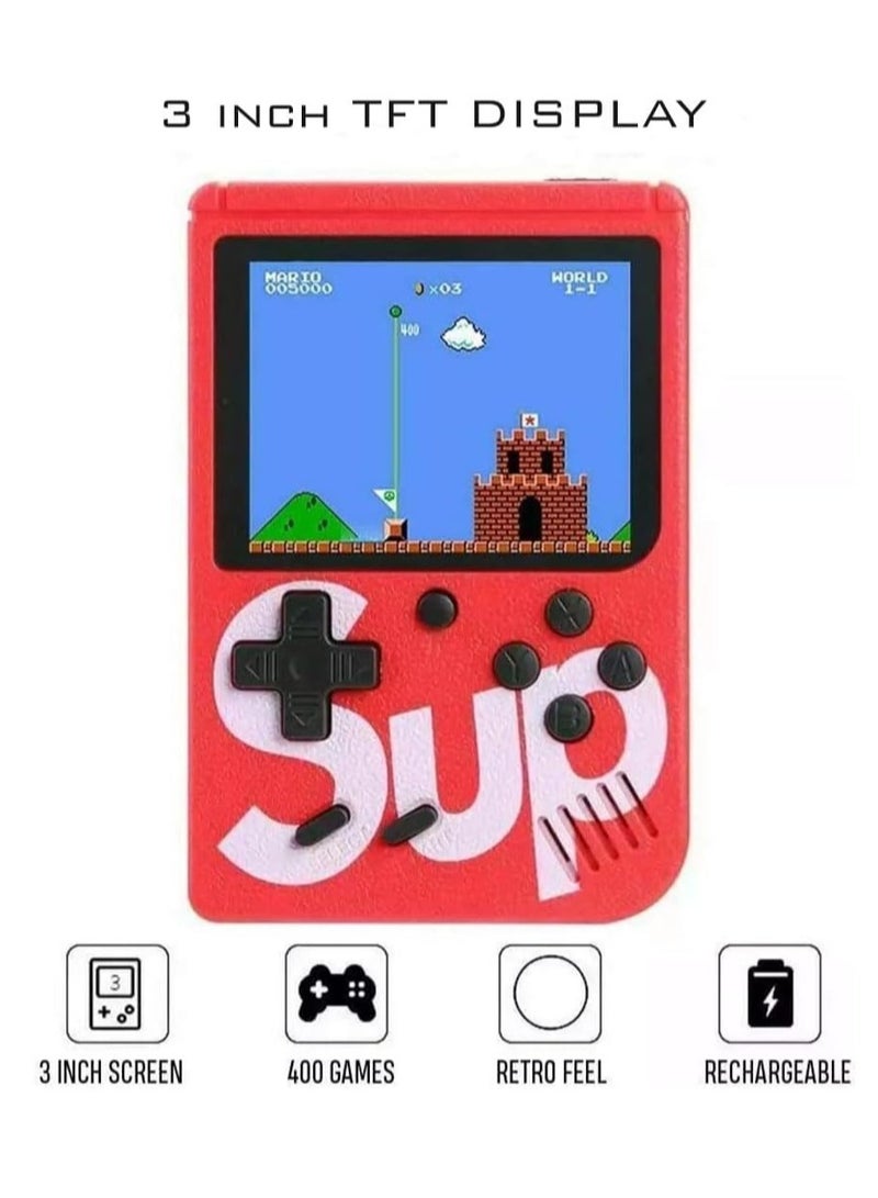 "400-in-1 SUP GAMEBOX Retro Gaming Console – Classic Single Player in Red" - Image 4