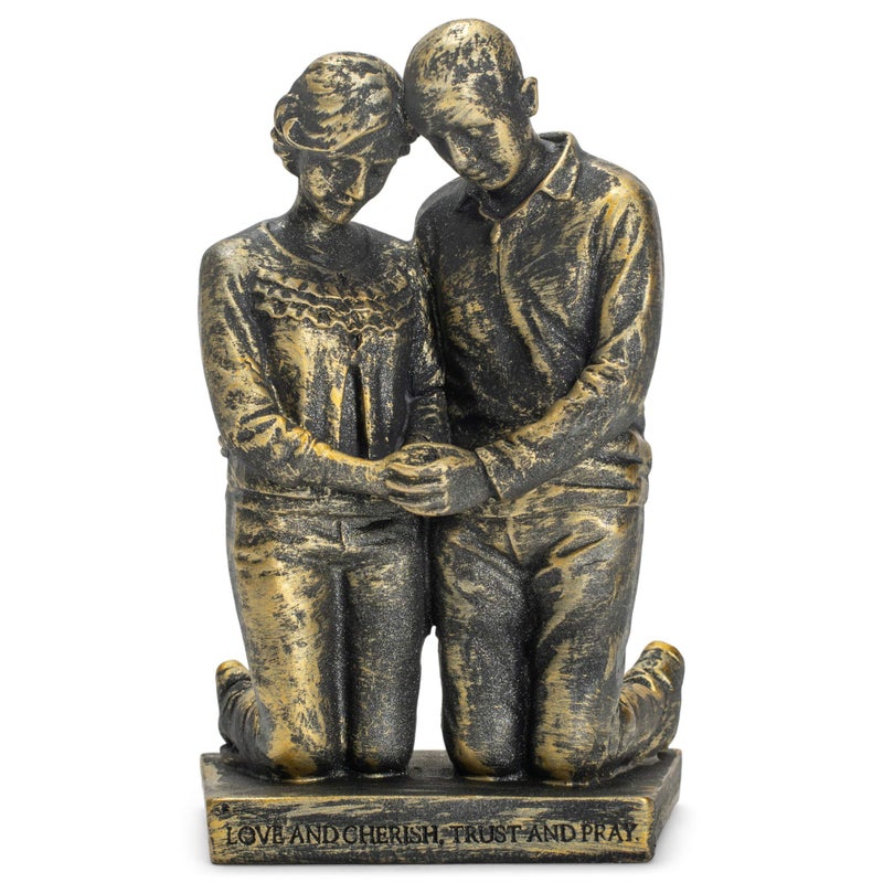 Dicksons Praying Husband and Wife 5 inch Grey Resin Stone Table Figurine - Image 5