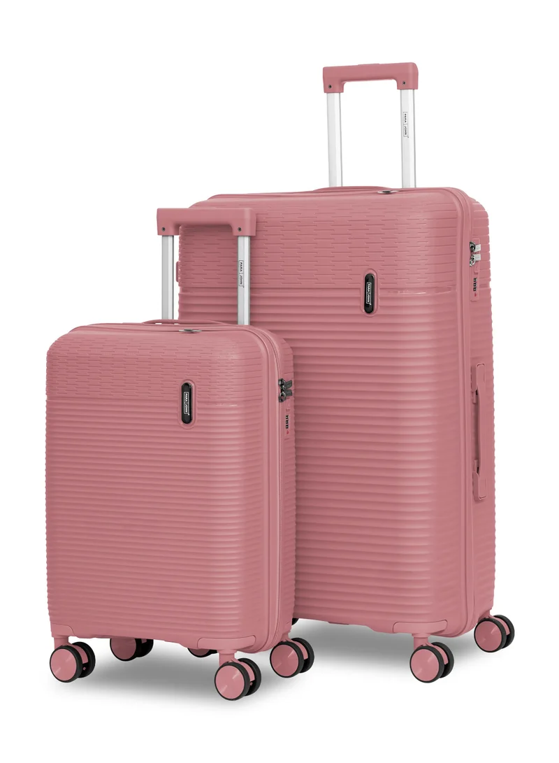 Parajohn Skyline Series Set of 2 Luggage| Small 10KG & Large 30KG Polypropylene 8 Wheel Trolley Hardsided Travel Suitcase - Rose Gold