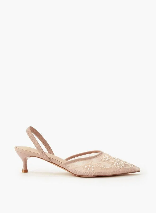 Women Embellished Kitten Heel Pointed Toe Shoes