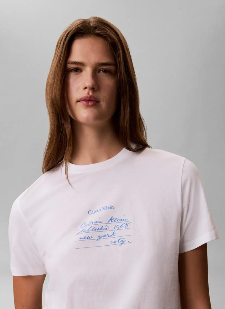 Calvin Klein Jeans  Handwriting Graphic Crew Neck T-Shirt for Women | Best Price UAE
