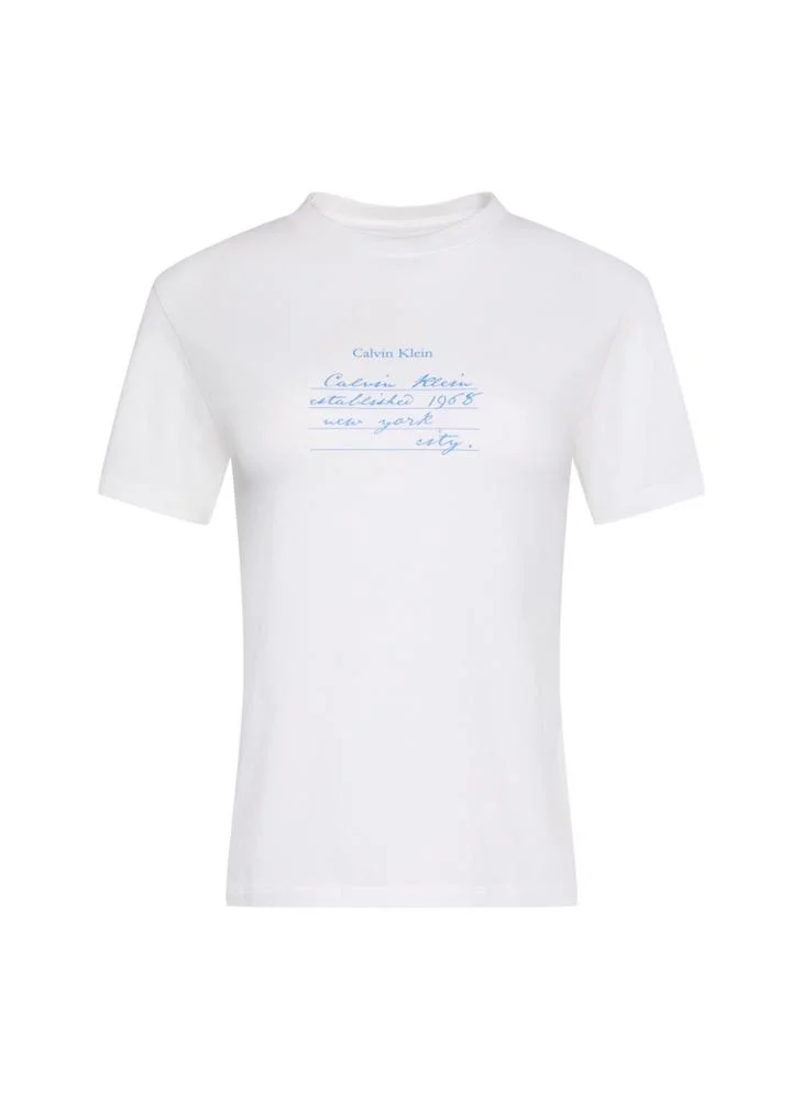Calvin Klein Jeans  Handwriting Graphic Crew Neck T-Shirt for Women | Best Price UAE