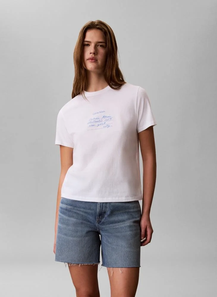 Handwriting Graphic Crew Neck T-Shirt