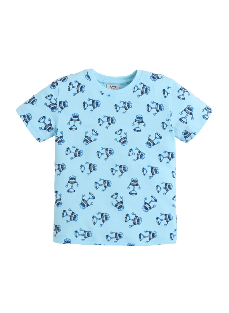 Victor And Jane  Boys Robot Print Cotton Pajama Set – T-Shirt & Shorts Nightwear for Men | Best Price UAE