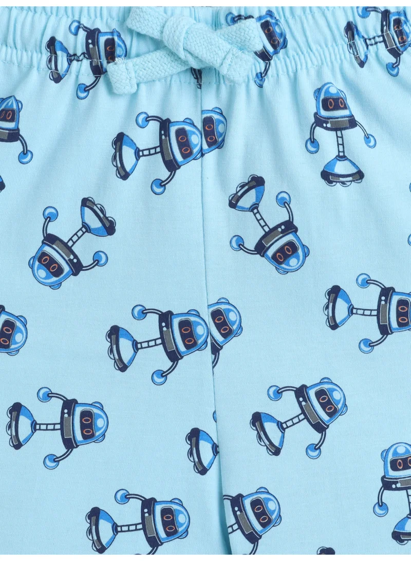 Victor And Jane  Boys Robot Print Cotton Pajama Set – T-Shirt & Shorts Nightwear for Men | Best Price UAE