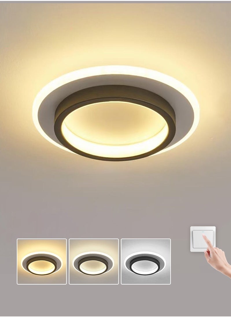 شو وو قطعة واحدة من مصابيح السقف LED الحديثة مقاس 9 بوصات، 21 وات 3000 كلفن، مصباح دائري مثبت في الردهة، للمطبخ والممر والشرفة، باللونين الأسود والأبيض  - Image 1