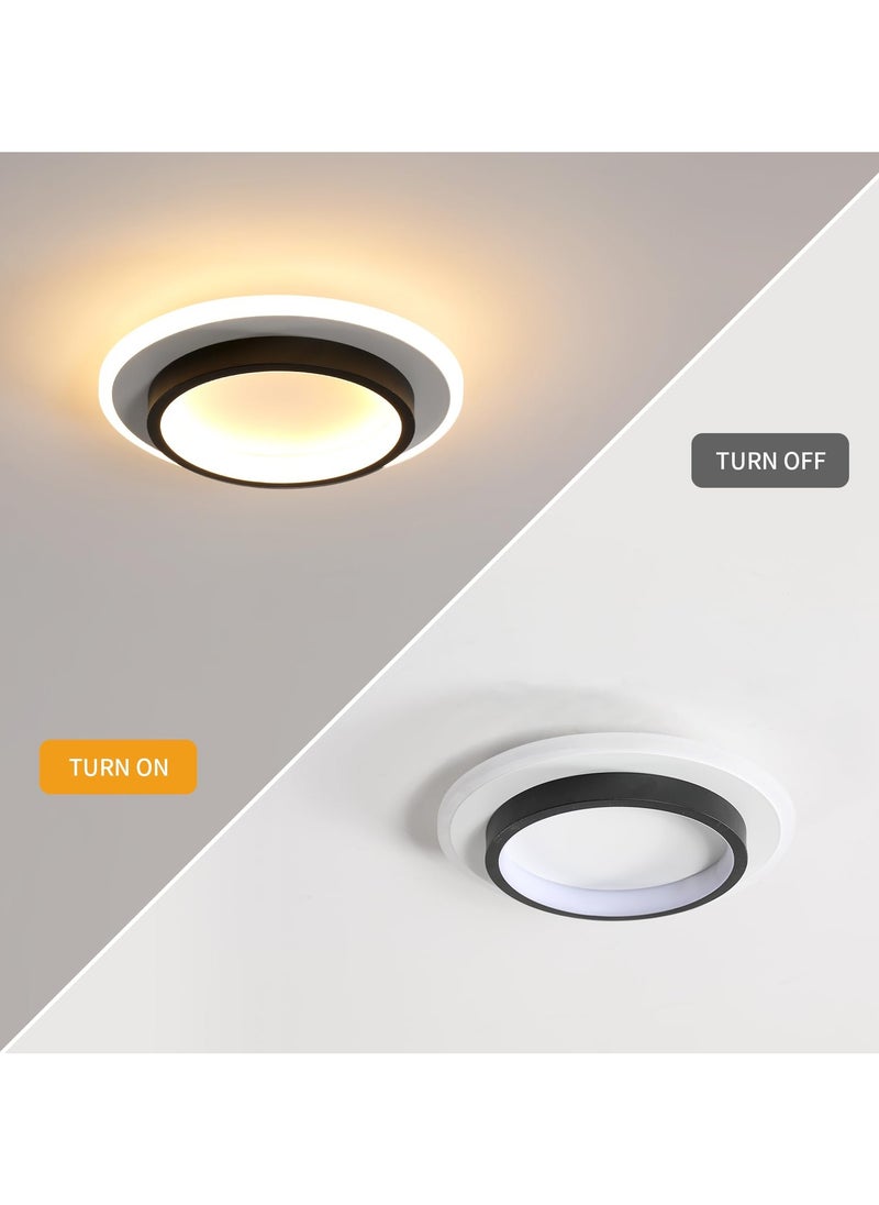 شو وو قطعة واحدة من مصابيح السقف LED الحديثة مقاس 9 بوصات، 21 وات 3000 كلفن، مصباح دائري مثبت في الردهة، للمطبخ والممر والشرفة، باللونين الأسود والأبيض  - Image 5