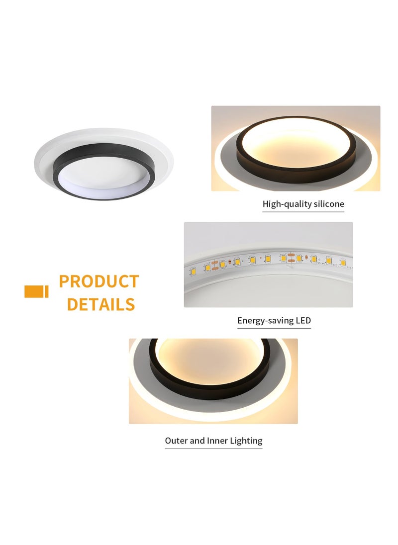 1pc 9inch Modern LED Ceiling Light, 21W 3000K Round Flush Mount Hallway Light, for Kitchen Hallway Corridor Balcony, Black and White