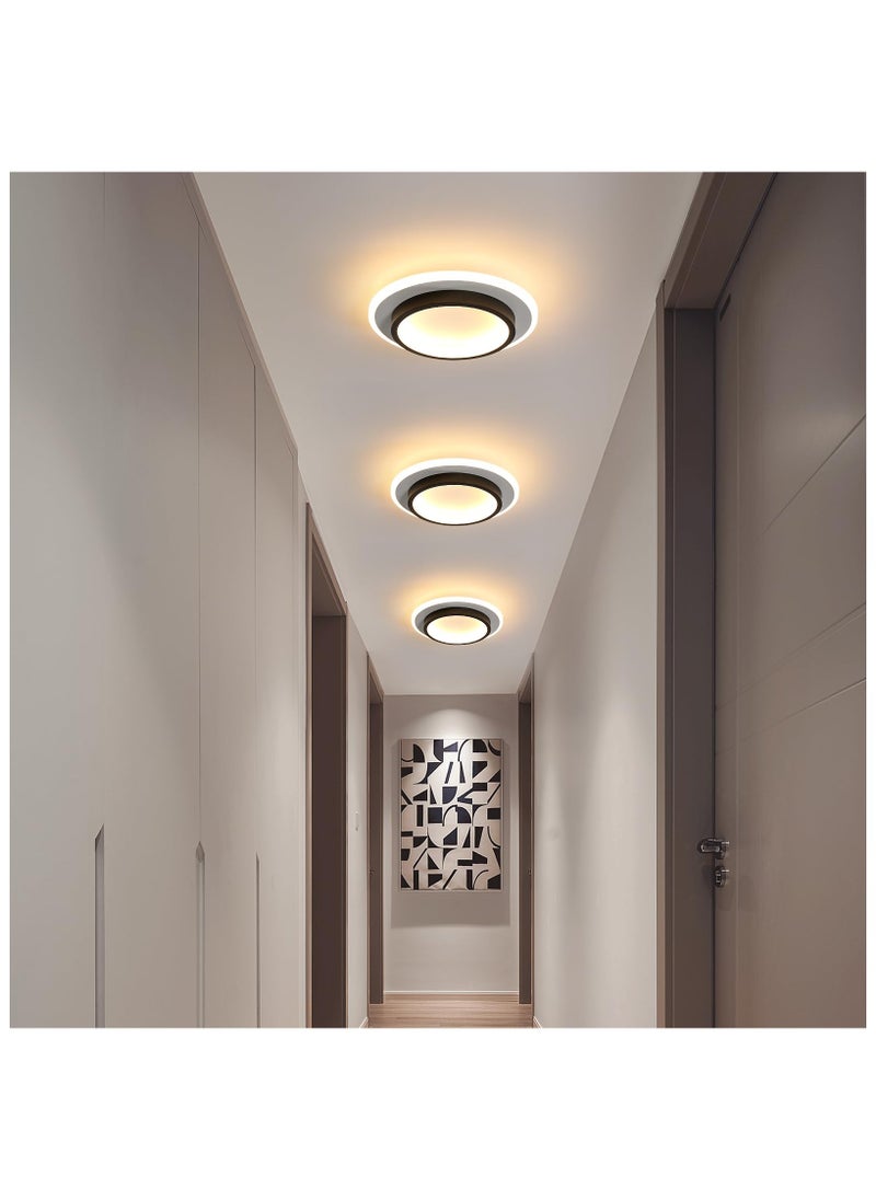 1pc 9inch Modern LED Ceiling Light, 21W 3000K Round Flush Mount Hallway Light, for Kitchen Hallway Corridor Balcony, Black and White