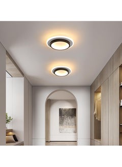 XiuWoo 1pc 9inch Modern LED Ceiling Light, 21W 3000K Round Flush Mount Hallway Light, for Kitchen Hallway Corridor Balcony, Black and White  - Image 2